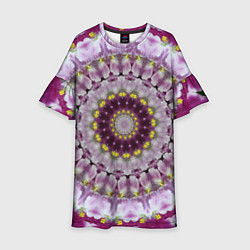 Платье клеш для девочки Мандала Нежные фиалочки, цвет: 3D-принт
