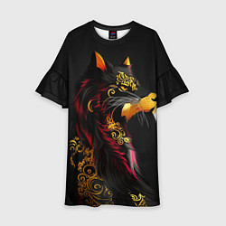 Платье клеш для девочки Китайский волк, цвет: 3D-принт
