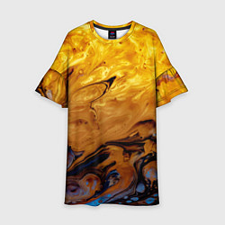 Платье клеш для девочки Абстрактное жидкое золото, цвет: 3D-принт