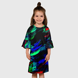 Платье клеш для девочки Мазки кистью, цвет: 3D-принт — фото 2