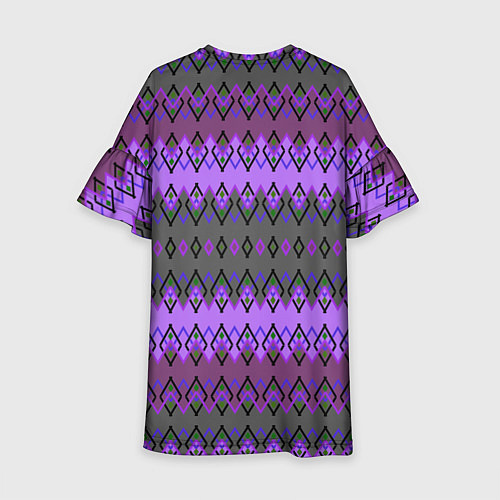 Детское платье Серо-фиолетовый этнический геометрический узор / 3D-принт – фото 2