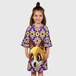 Платье клеш для девочки Лисья мордочка, цвет: 3D-принт — фото 2