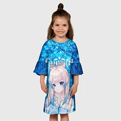 Платье клеш для девочки Кокоми на фоне воды, цвет: 3D-принт — фото 2