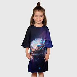 Платье клеш для девочки Космические звёздные цветы, цвет: 3D-принт — фото 2