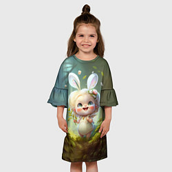 Платье клеш для девочки Мультяшная девочка-зайка, цвет: 3D-принт — фото 2