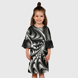 Платье клеш для девочки Abstract fractal grey, цвет: 3D-принт — фото 2