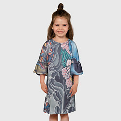 Платье клеш для девочки Иредзуми: змеи и черепа, цвет: 3D-принт — фото 2