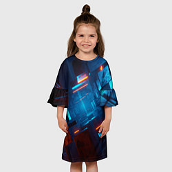 Платье клеш для девочки Туннель из кубов, цвет: 3D-принт — фото 2