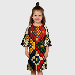 Платье клеш для девочки Русский узор крестиком, цвет: 3D-принт — фото 2