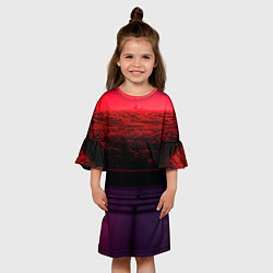Платье клеш для девочки Пурпурный закат-арт, цвет: 3D-принт — фото 2