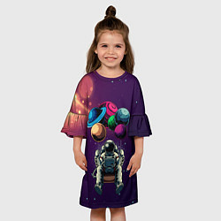 Платье клеш для девочки Космонавт на шариках, цвет: 3D-принт — фото 2