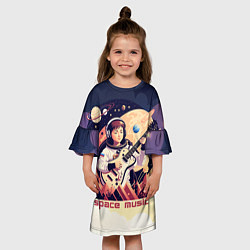 Платье клеш для девочки Space music, цвет: 3D-принт — фото 2