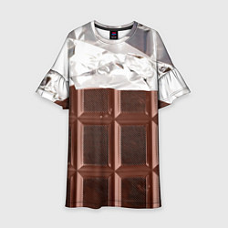 Платье клеш для девочки Темная плитка шоколада в обертке, цвет: 3D-принт
