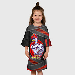 Платье клеш для девочки Боевой петух, цвет: 3D-принт — фото 2