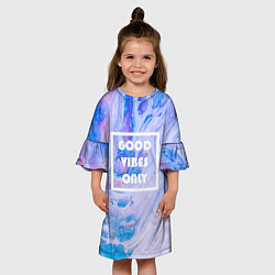 Платье клеш для девочки Только приятный вайб, цвет: 3D-принт — фото 2