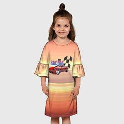 Платье клеш для девочки Гоночная машина в градиенте, цвет: 3D-принт — фото 2
