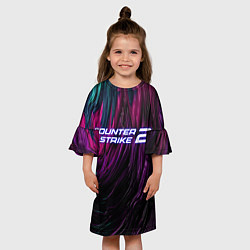 Платье клеш для девочки Counter strike 2 цветная абстракция, цвет: 3D-принт — фото 2