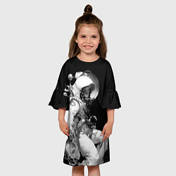 Платье клеш для девочки Девушка астронавт, цвет: 3D-принт — фото 2