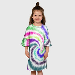 Платье клеш для девочки Тай-дай разноцветный, цвет: 3D-принт — фото 2