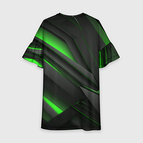 Детское платье Черно-зеленые объемные полосы / 3D-принт – фото 2