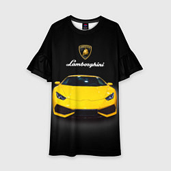 Платье клеш для девочки Итальянский спорткар Lamborghini Aventador, цвет: 3D-принт