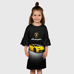 Платье клеш для девочки Спорткар Lamborghini Aventador, цвет: 3D-принт — фото 2