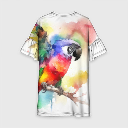 Детское платье Разноцветный акварельный попугай / 3D-принт – фото 2