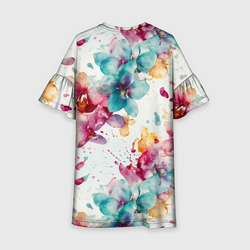 Детское платье Орхидеи акварельные брызги - паттерн / 3D-принт – фото 2