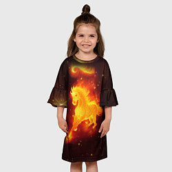Платье клеш для девочки Огненный конь мчится, цвет: 3D-принт — фото 2