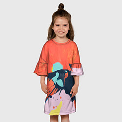 Платье клеш для девочки Множество красок живопись, цвет: 3D-принт — фото 2