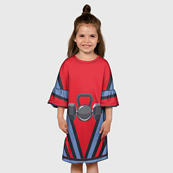 Платье клеш для девочки Ретро дизайн с гантелями и гирей, цвет: 3D-принт — фото 2