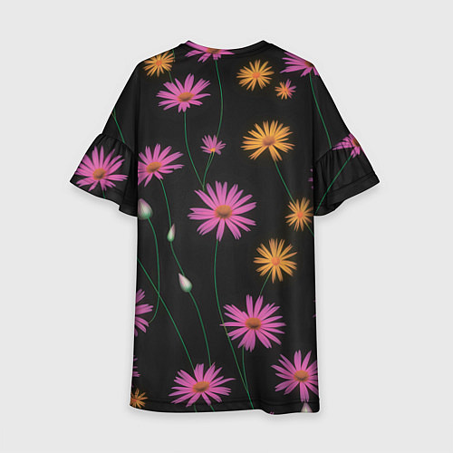 Детское платье Полевые цветы на черном фоне / 3D-принт – фото 2