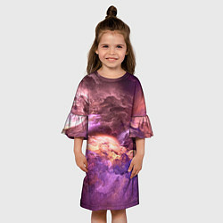 Платье клеш для девочки Фиолетовое облако, цвет: 3D-принт — фото 2