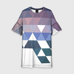 Платье клеш для девочки Абстрактные разноцветные треугольники в паттерне, цвет: 3D-принт