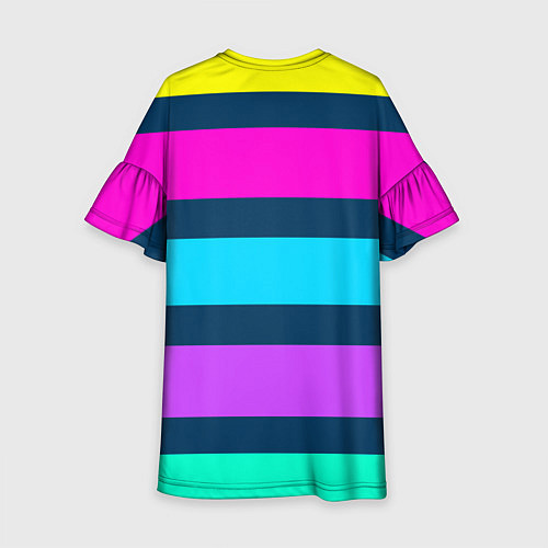 Детское платье Разноцветные неоновые полосы / 3D-принт – фото 2