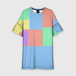 Платье клеш для девочки Разноцветные квадраты и прямоугольники, цвет: 3D-принт