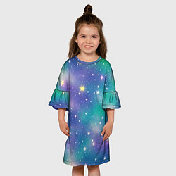 Платье клеш для девочки Космическое сияние волшебное, цвет: 3D-принт — фото 2