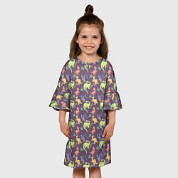 Платье клеш для девочки Динозавры паттерн, цвет: 3D-принт — фото 2