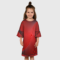 Платье клеш для девочки Орнамент из красных линий, цвет: 3D-принт — фото 2