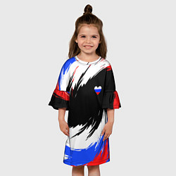 Платье клеш для девочки Сердечко Россия - мазки кисти, цвет: 3D-принт — фото 2