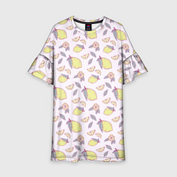 Платье клеш для девочки Лимоны паттерн, цвет: 3D-принт