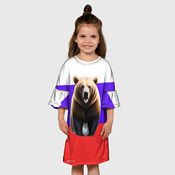 Платье клеш для девочки Медведь на флаге, цвет: 3D-принт — фото 2