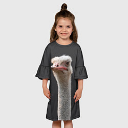 Платье клеш для девочки Голова страуса, цвет: 3D-принт — фото 2