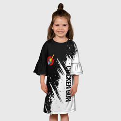 Платье клеш для девочки Chicken gun - белая краска, цвет: 3D-принт — фото 2