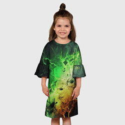 Платье клеш для девочки Зеленый взрыв, цвет: 3D-принт — фото 2