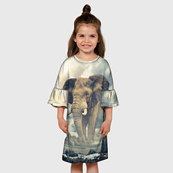Платье клеш для девочки Гигантский слон, цвет: 3D-принт — фото 2