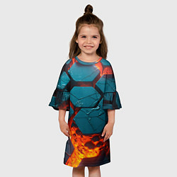 Платье клеш для девочки Лавовые наносоты, цвет: 3D-принт — фото 2
