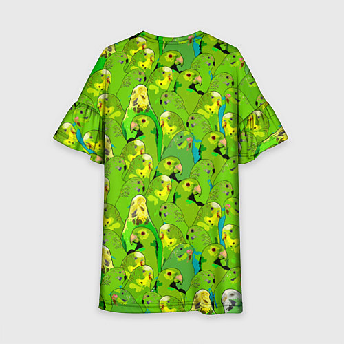 Детское платье Зеленые волнистые попугайчики / 3D-принт – фото 2