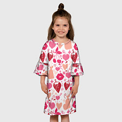 Платье клеш для девочки Клубничная любовь, цвет: 3D-принт — фото 2