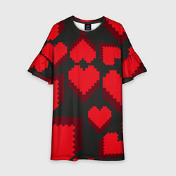 Платье клеш для девочки Pixel hearts, цвет: 3D-принт